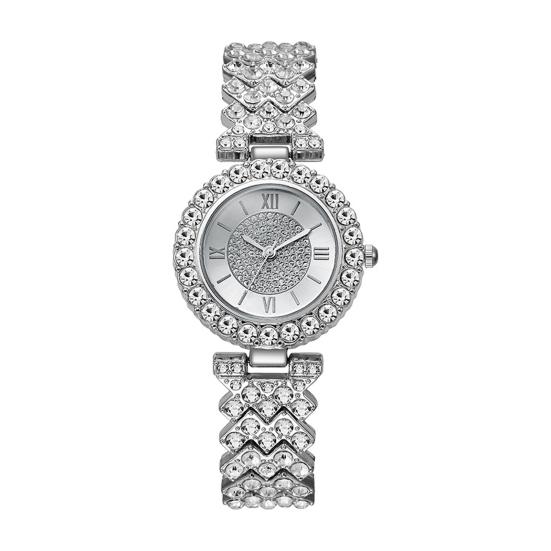 Women's Rhinestone Bracelet Watch Alloy Roman Numerals Quartz Wristwatch with Densely Set Crystals, 7mm Ultra Thin Lightweight Design for Office