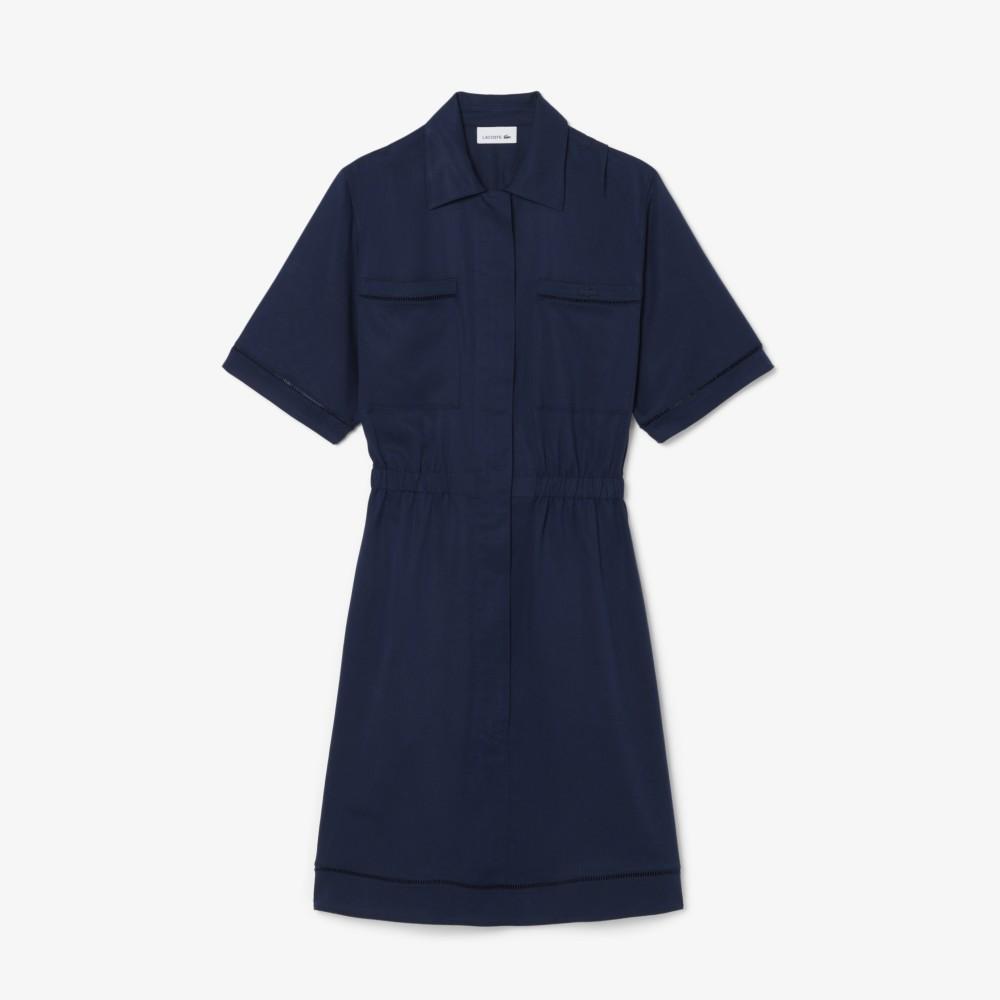 Lacoste Women's Fluid Linen Polo Zip-up Dress EF0201-56G166