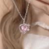 Peach Color Galaxy Pink Love Necklace Female Sweet Design Clavicle Chain Cold Wind Light Luxury High-end Jewelry