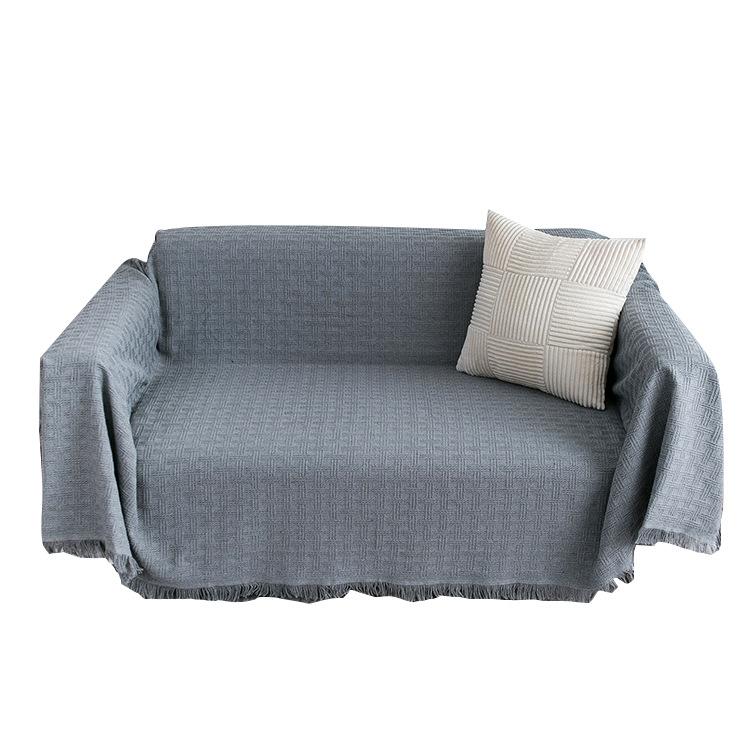 Solid Color Four Seasons Multi-purpose Tic-tac-toe Sofa Cover, Fabric Sofa Towel, Knitted Thickened Jacquard Blanket