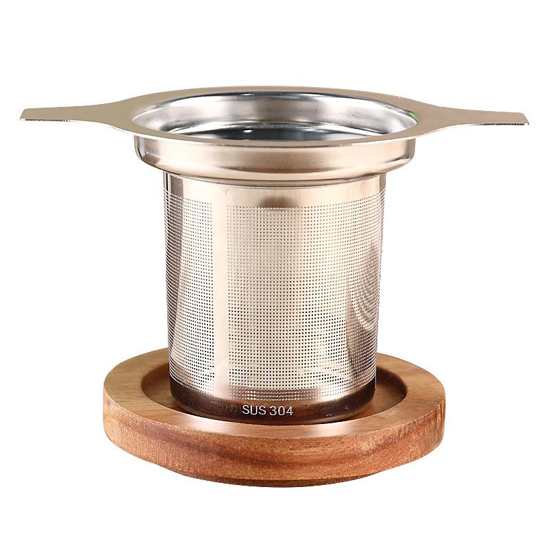 304 Stainless Steel Double-Eared Tea and Coffee Strainer with Lid and Mesh Filter