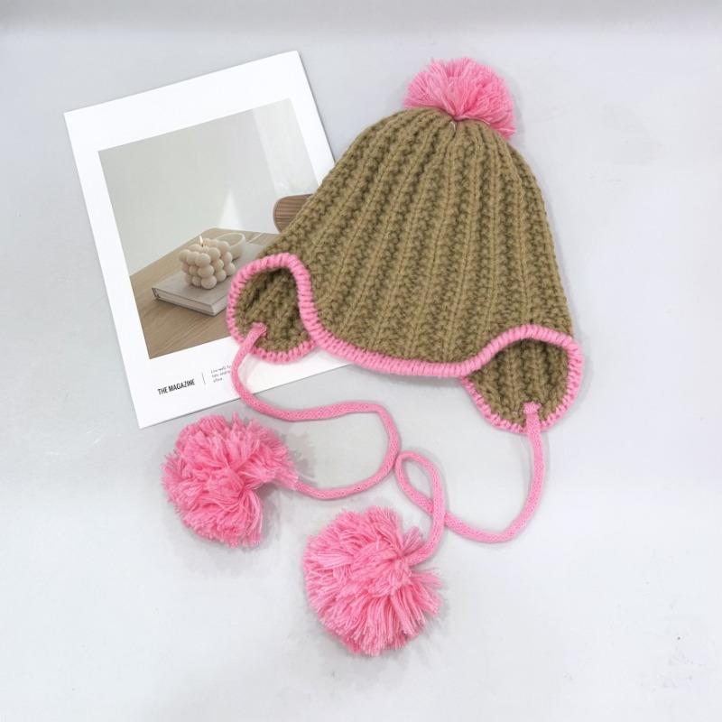 25 early autumn new Harajuku simple wind splicing contrasting color wool knitted bucket hat warm bucket hat female tide