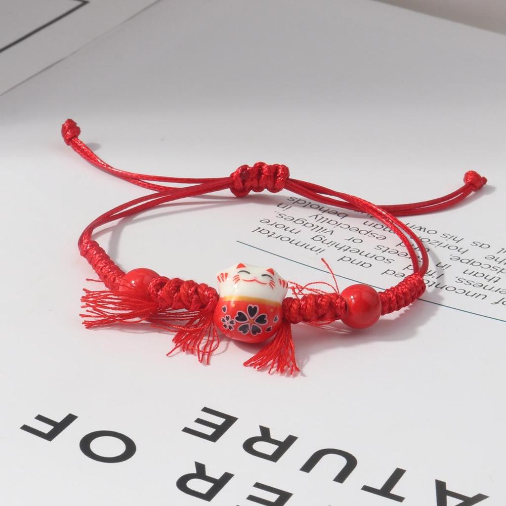 Lucky Cat Candy Color Braided Bracelet for Women