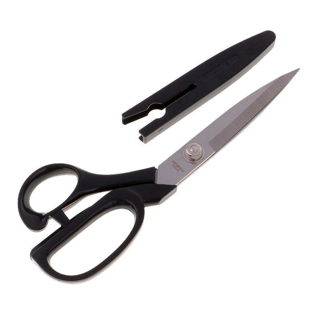 Stainless Steel Scissors Sewing Dressmaking Fabric Shears with Cover Black