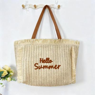 2025 French-Style Woven Straw Beach Tote: Large-Capacity Summer Shoulder Bag for Women