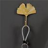 6X Coat Hooks Gold Hanging Holder For Key, Decorative Leaves Metal Hooks Wall Mounted Hooks Hanger