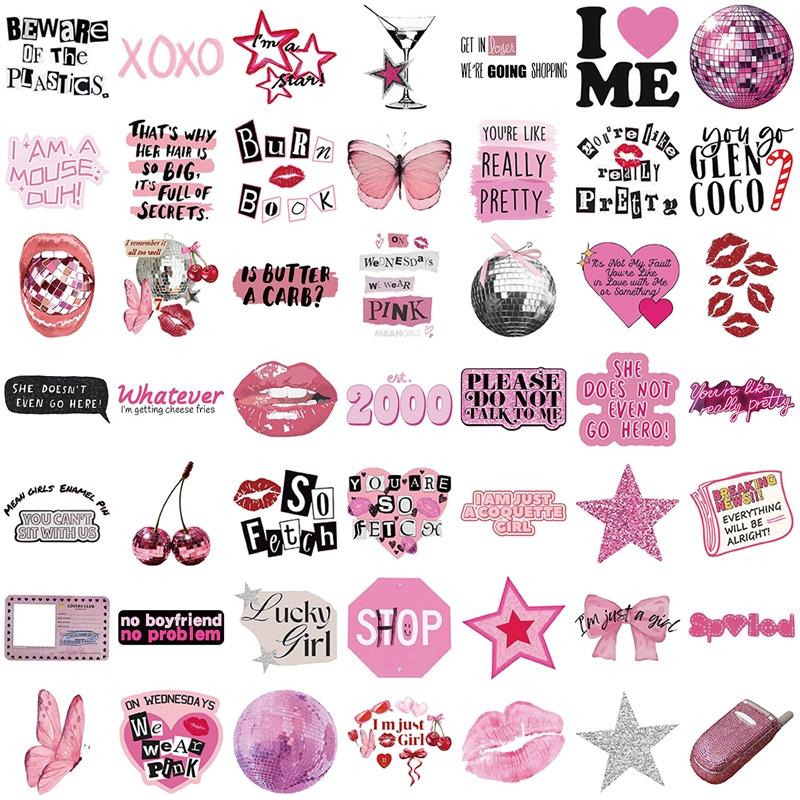 10/30/50PCS Cute Pink Girl Lip PVC Sticky Sticker Aesthetic Stationery DIY Decoration Scrapbooking Supplies