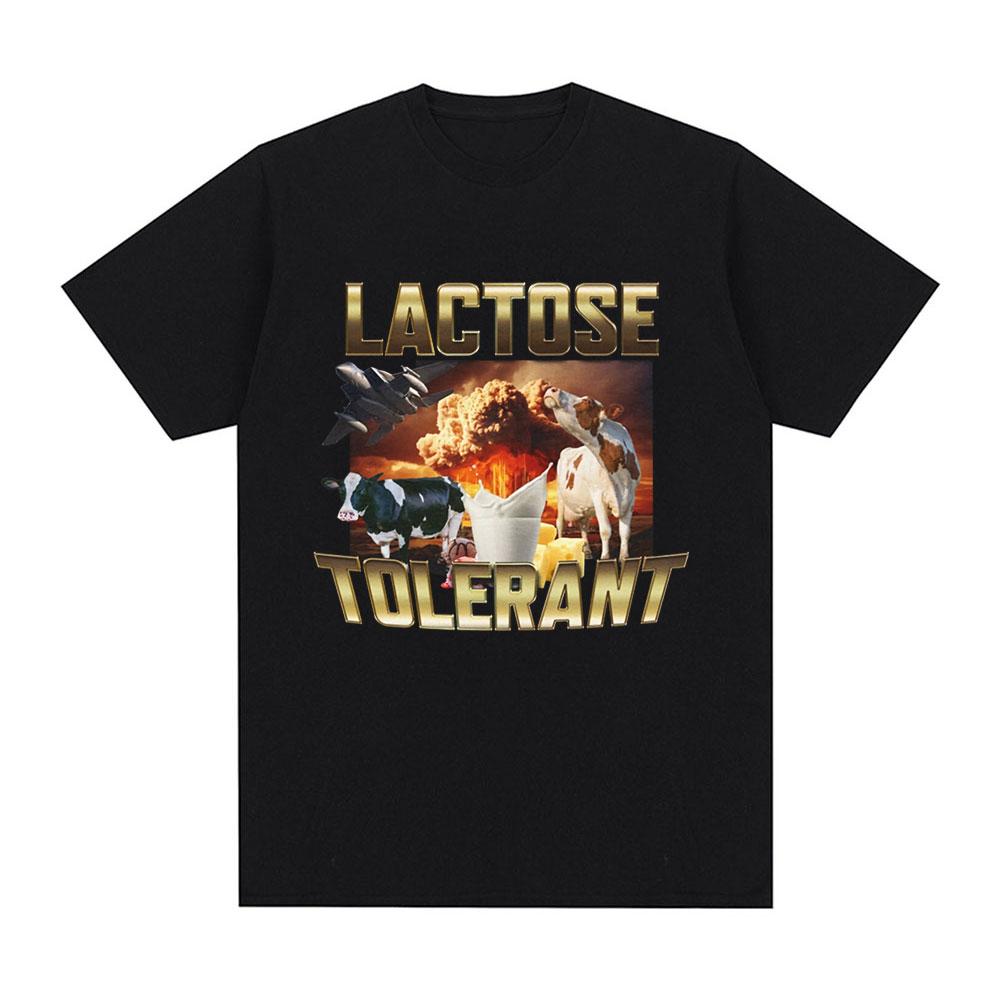 Lactose Tolerant Graphic Print T-Shirt Women Vintage Fashion Short Sleeve T-shirts 100% Cotton Casual Cozy Summer T Shirts