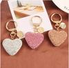 Rhinestone Keychain Heart Key Chains Peach Heart Car Keychain Women Handbag Bag Pendant Metal Crystal Keyring Accessories Gift