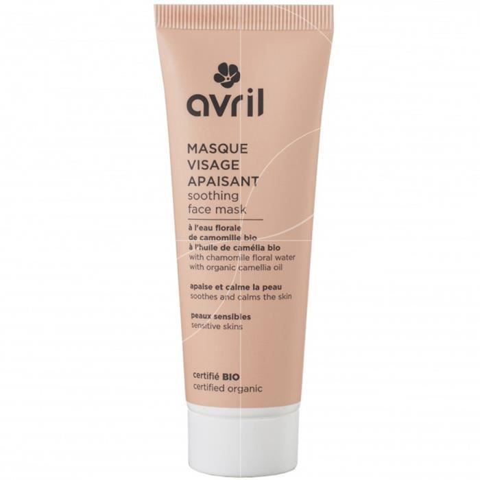 Masque Visage - AVRIL BEAUTÉ - Apaisant Bio - 50 ml - Peaux Sensibles - Sans Parfum