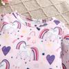 1-9 Months Newborn Baby Girl Cute Unicorn & Heart All-over Print Long Sleeve Romper