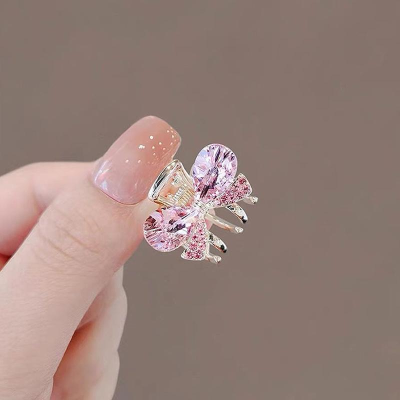 Mini Crab Metal Hair Clips Small Hair Accessories For Women Girl Pink Flower Bow Hair Pin Side Bangs Clip