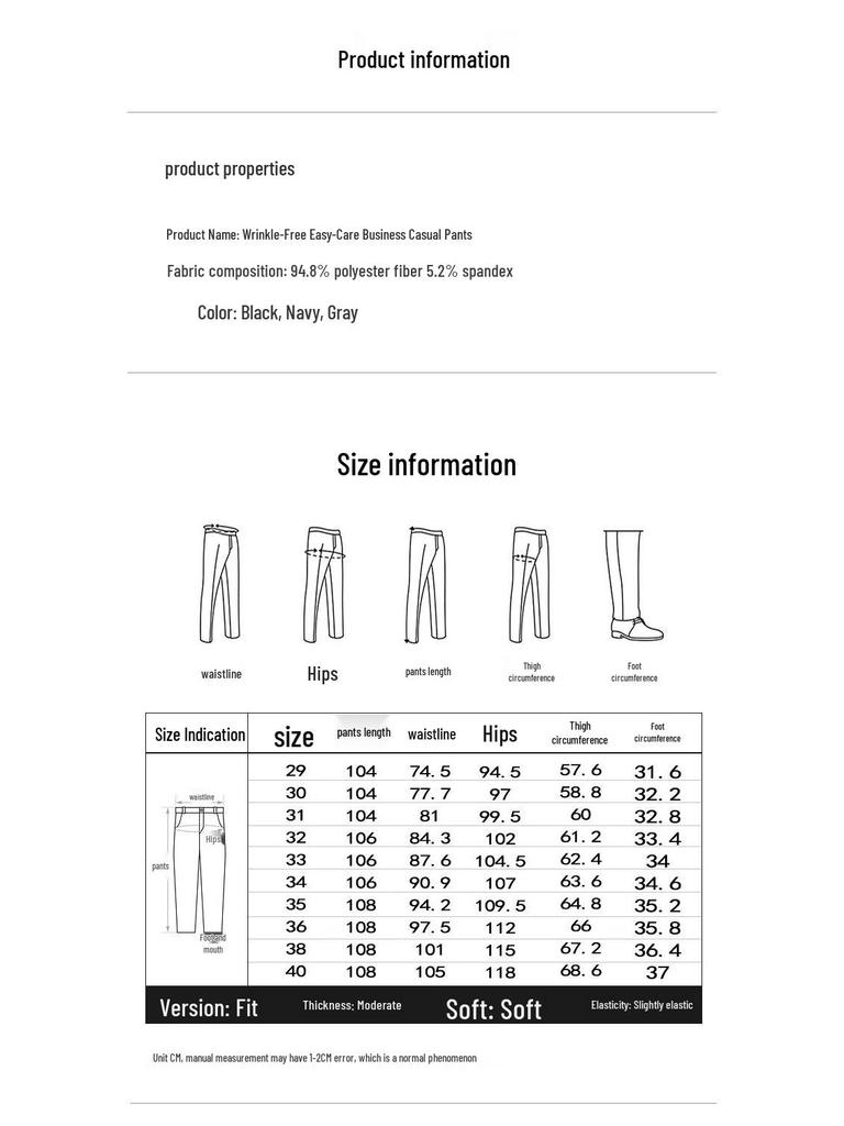 Pierre Cardin Men's Business Casual Straight Leg Trousers