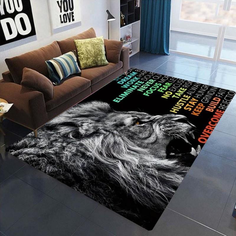 3d Lions Leopard Print Rug Living Room Floor Mat Large Area Rug No Shedding Non-Slip Carpet for Bedroom Boys Girls Home Decor