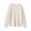 2025 Autumn/Winter Women's 100% Cashmere Round Neck Hollow Cable Knit Casual Loose Pullover Sweater