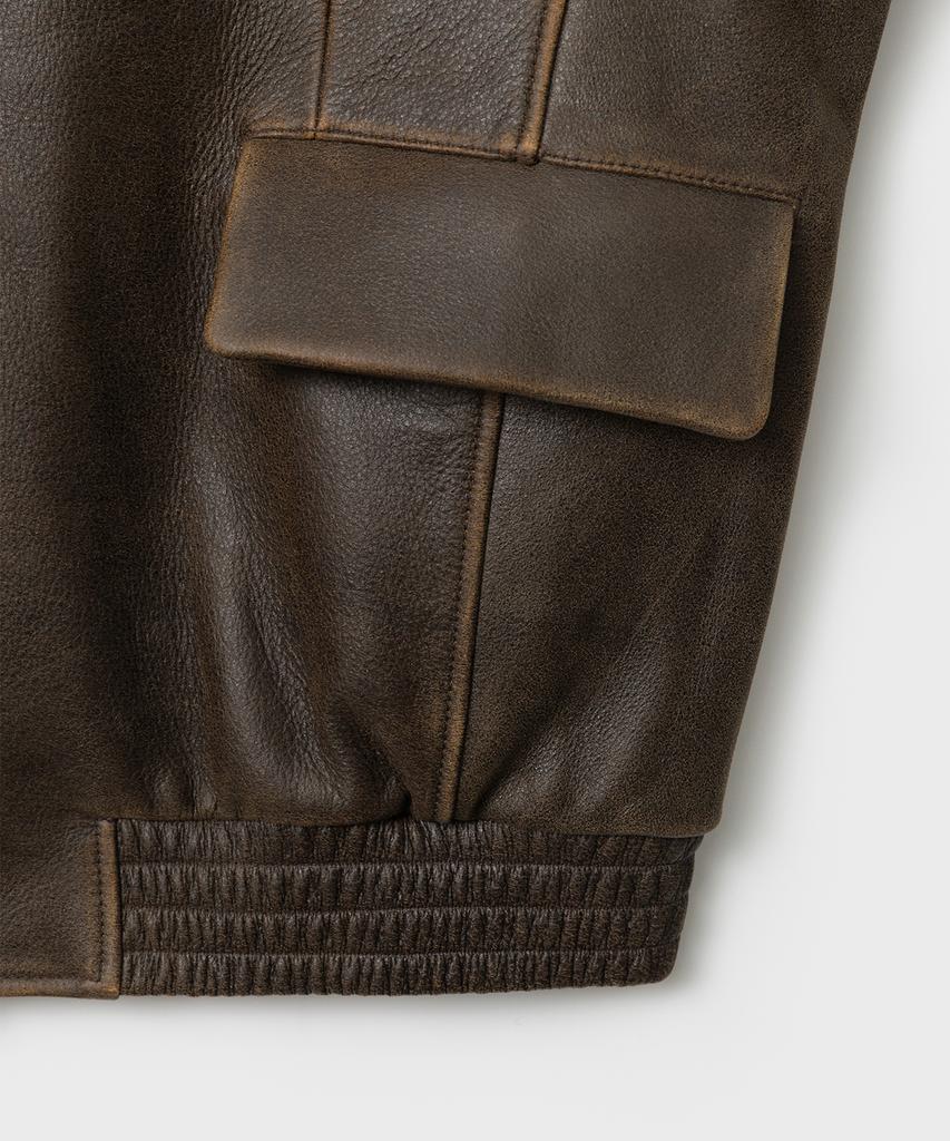 Belier Diagonal Leather Blouson - Vintage Brown