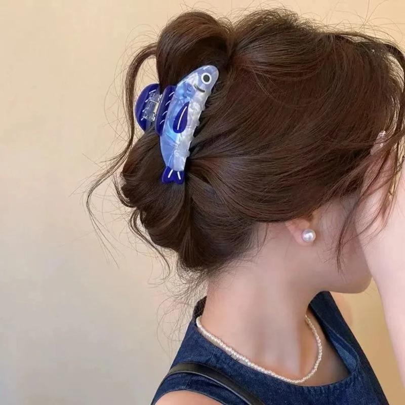 Fashion Sardines Hair Claw Clip for Women Girls Non Slip Cartoon Hairpin Acetate Print Cute Barrettes Gifts Apparel Accessories