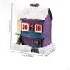 2 Pieces Lighted Christmas Village Figurines Tabletop Decorations House Sculptures for