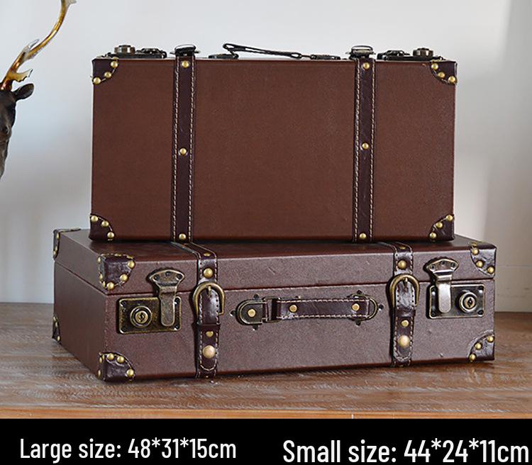 Vintage American Retro Leather-Wooden Suitcase Display and Photography Prop
