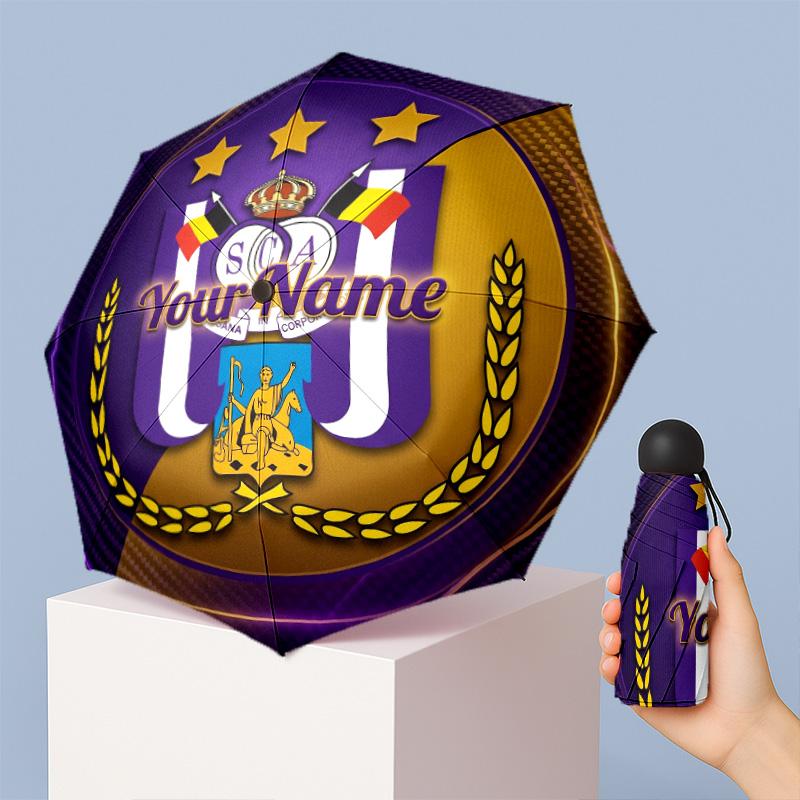Anderlecht FC Manual Five Fold 8 Rib Umbrella Support Custom Text, Lightweight Travel Umbrella