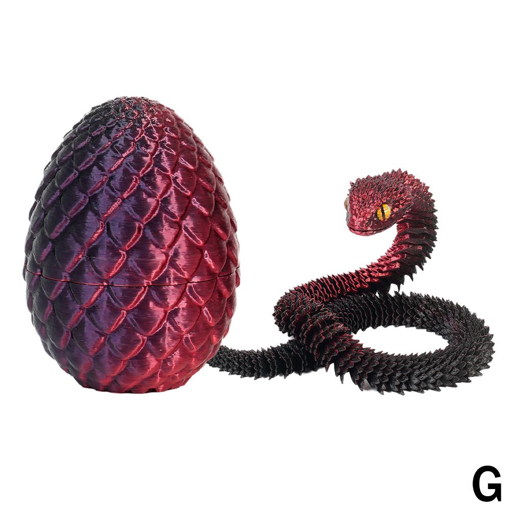 Toys 3D Printed Cool Snake Dragon Egg Multi-joint Novel Easter Hot-selling Gift Present Decompression Children's Desktop Decoration