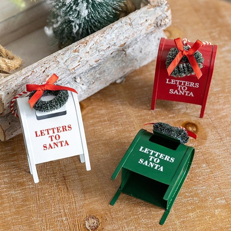 Christmas Iron Mail Box Pendant Christmas Tree Decoration Desktop Landscape Festival Atmosphere Decoration