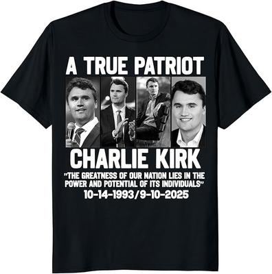 Charlie Kirk Shirt, True Patriot 1993-2025 Rip Memorial American Flag T-Shirt