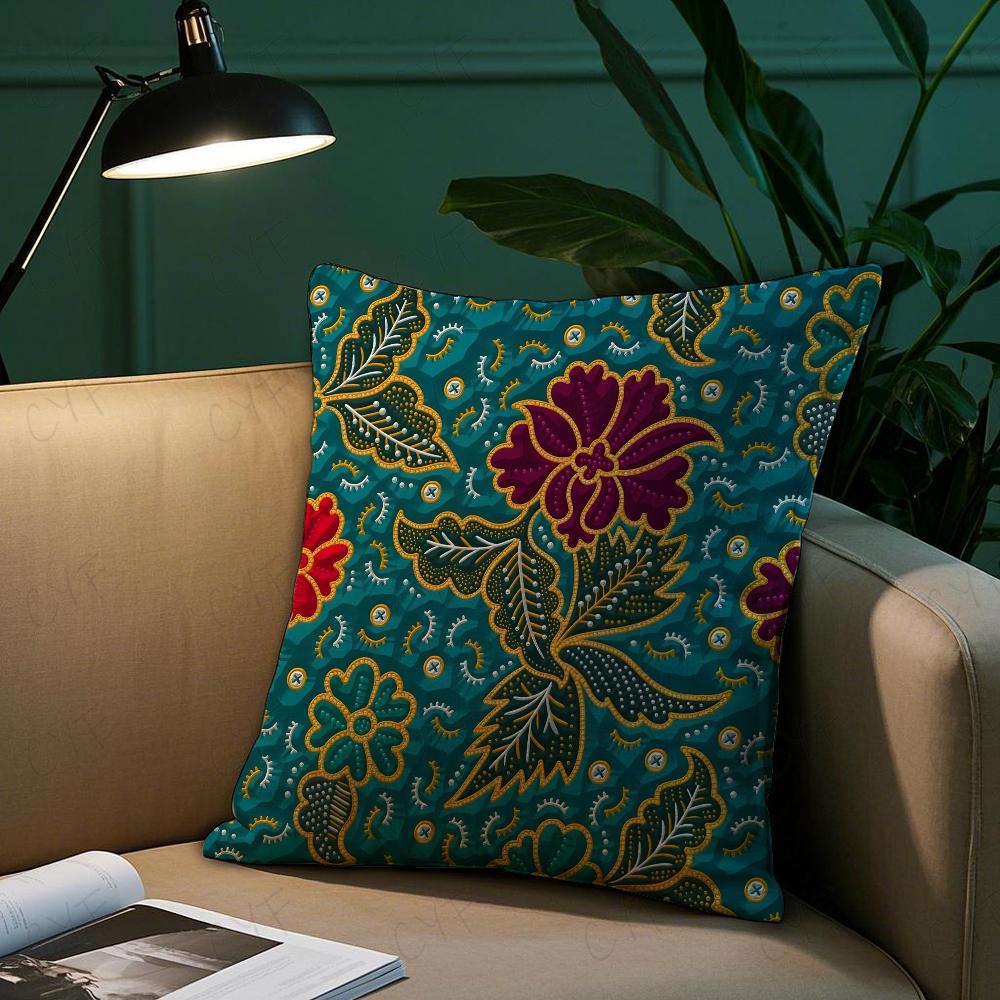 Badik Indonesien Batik Design Kissenbezug Milbenschutz Kissen Unsichtbarer Reißverschluss seidig kurzer Plüsch Sofakissenbezug