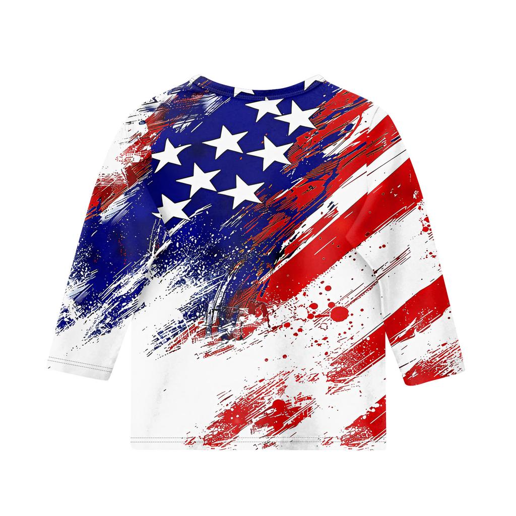 Dětské topy s 3/4 rukávem Tričko s potiskem pro volný čas, pulovrová halenka s kulatým výstřihem