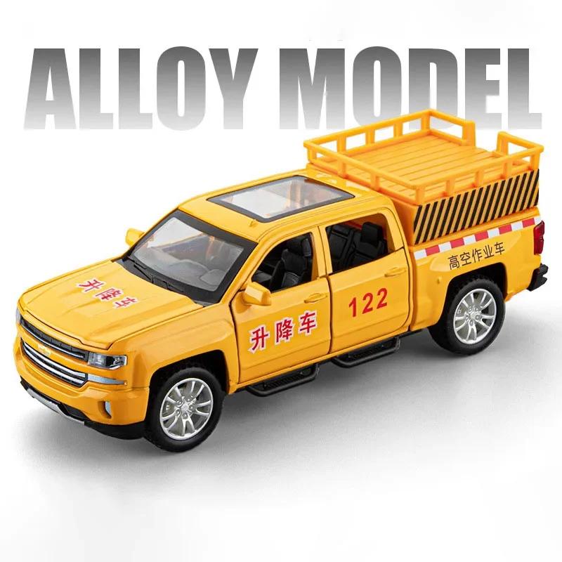 1:32 High Altitude Operation Lifting Car Dump Truck Toy Model Sound Light Pull Back Engineering Vehicles Kids Birthday Gifts