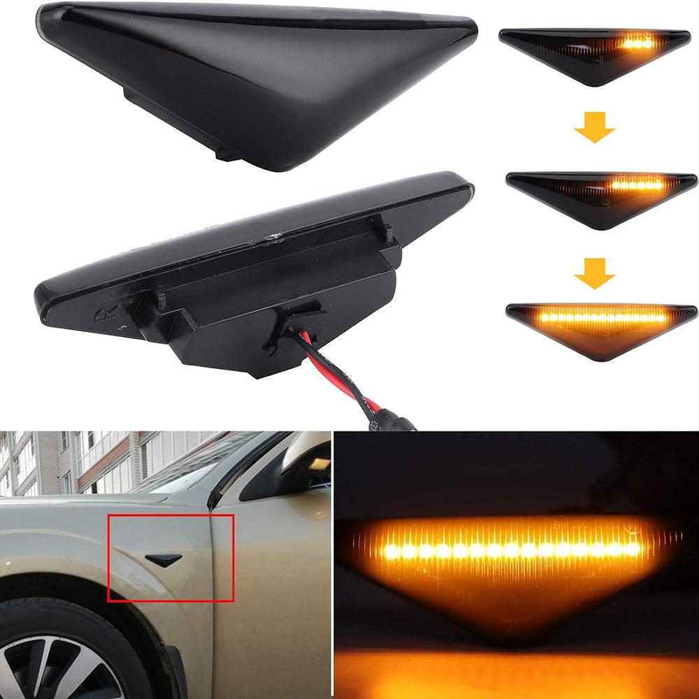 1Pair Smoked Dynamic LED Side Light 98AB13K354AA For Ford Focus MK I Mondeo MK III