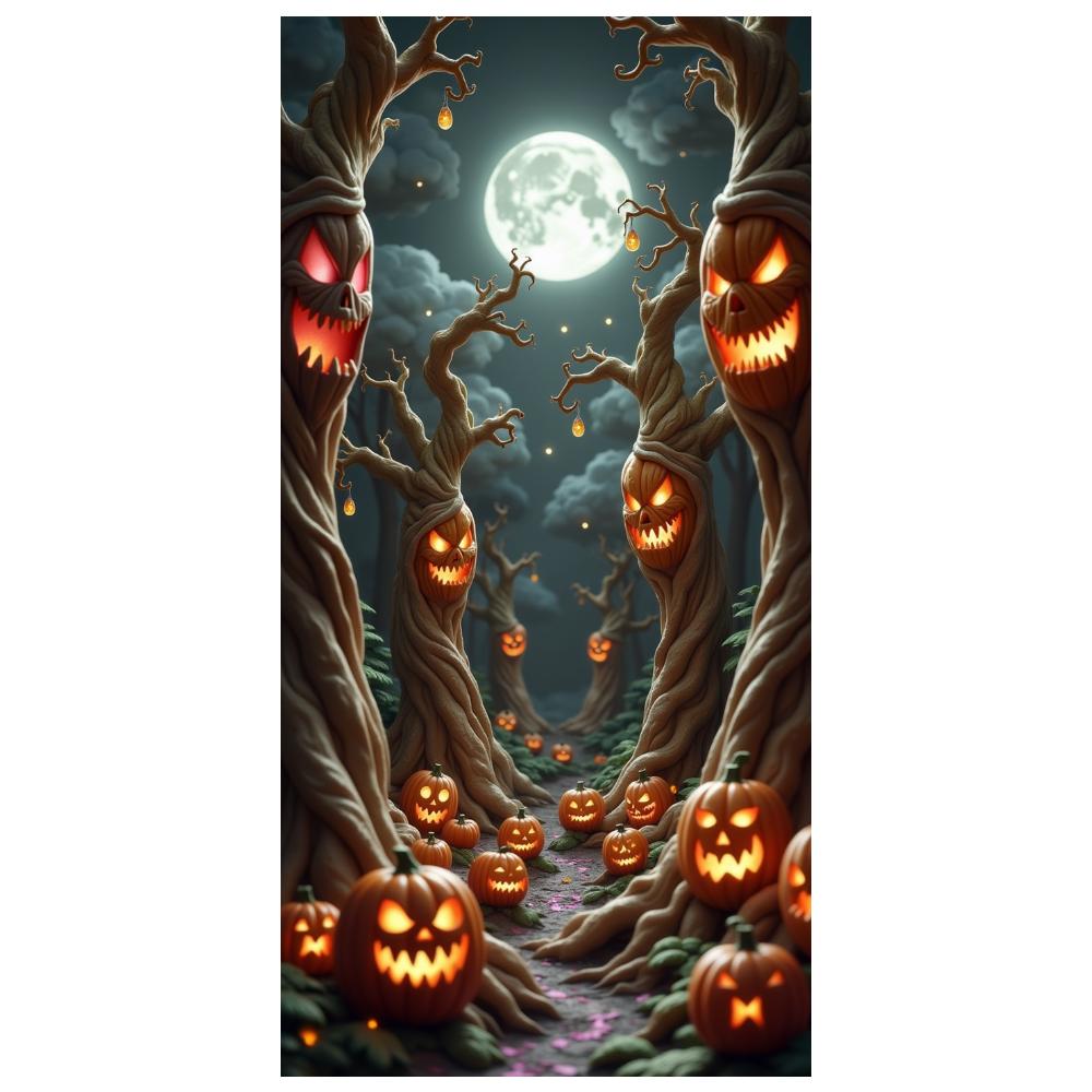 Jack O Lantern Banner Starry Sky Forest Theme Banner Pumpkin Banner Halloween Theme Spooky Decoration For Autumn Celebration
