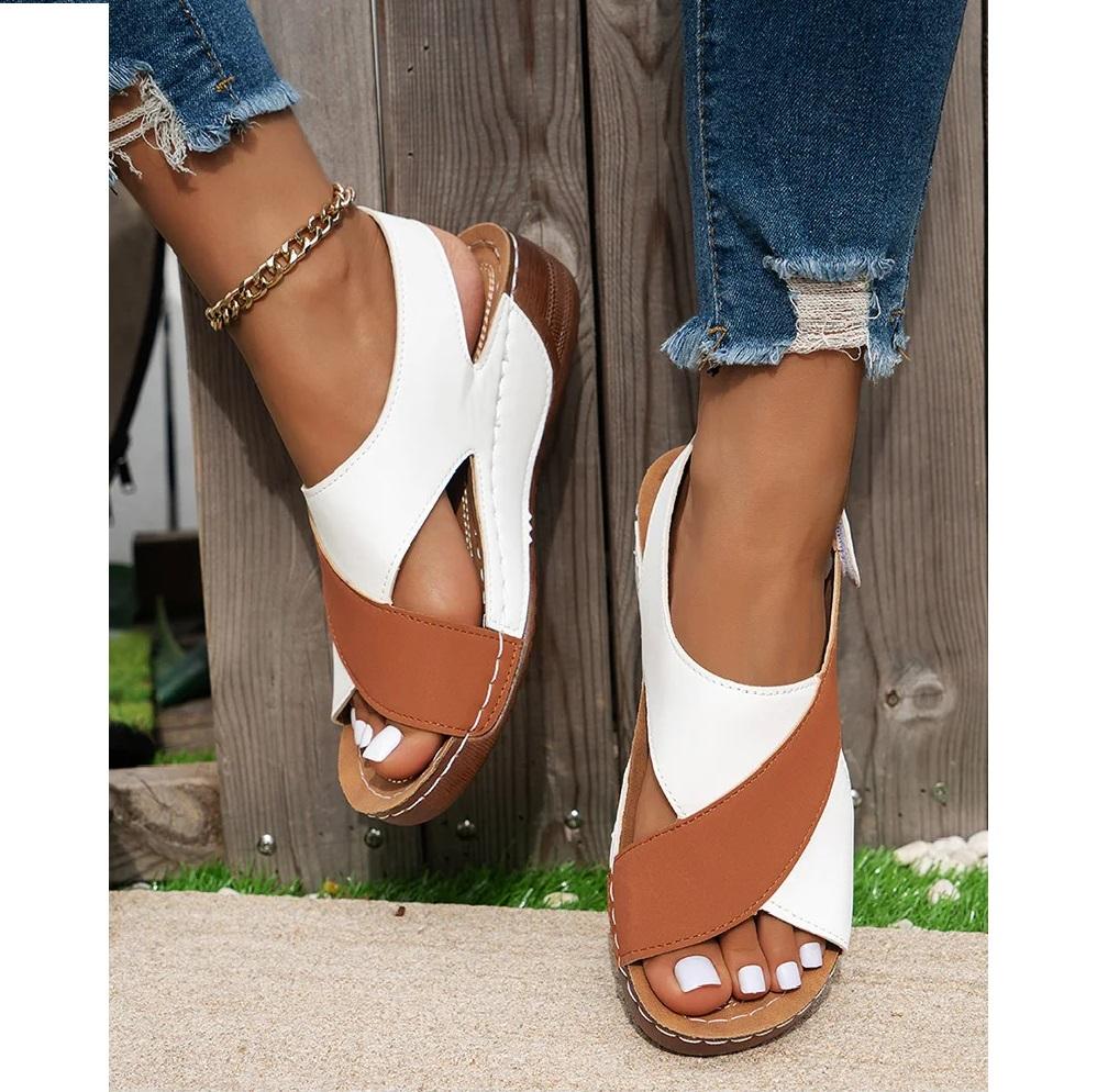 Roman Sandals Women's Summer Sponge Cake Thick Sole with Skirt, Casual Open Toe Versatile Beach Sandals