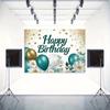 2D Teal Gold Happy Birthday Backdrop Floral Balloon Glitter Party Photography Banner