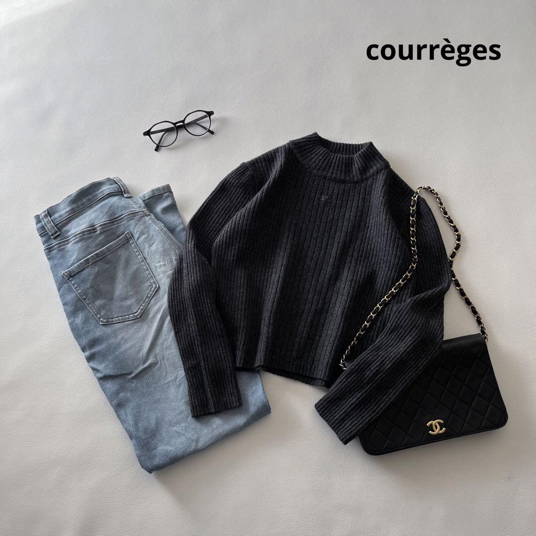 

[USED] a1539. Courrèges One Point Short Knit Top