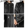 BITCED Autumn Slim-Fit Women's Leather Jacket Slim-Fit Outerwear Leather Clothing for Women