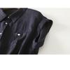 Women Casual Loose Short Sleeve Lapel Collar Cotton Linen Shirt Top
