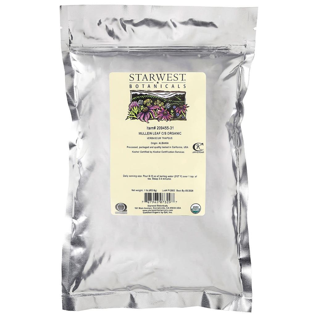 Organic Mullein Leaf C/S, 453.6G(1Lb)