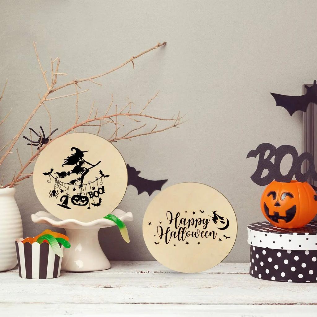 New Diameter 1-10CM Natural Unfinished Round Wood Slices Circles Discs for DIY Craft Kids Christmas Painting Toys Ornament Decor