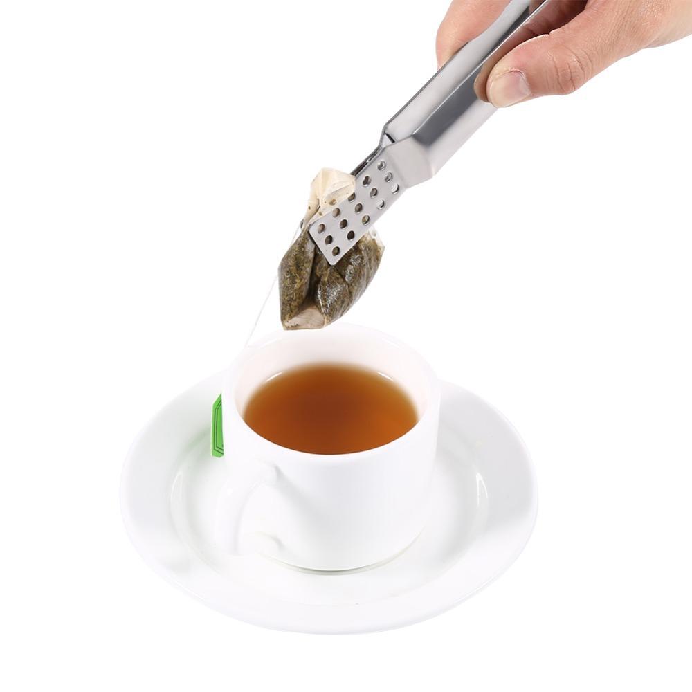 Silver Color Tea Bag Tongs Stainless Steel Food Clip Clamp Food Clamp Tongs For Gripping Ice Cube