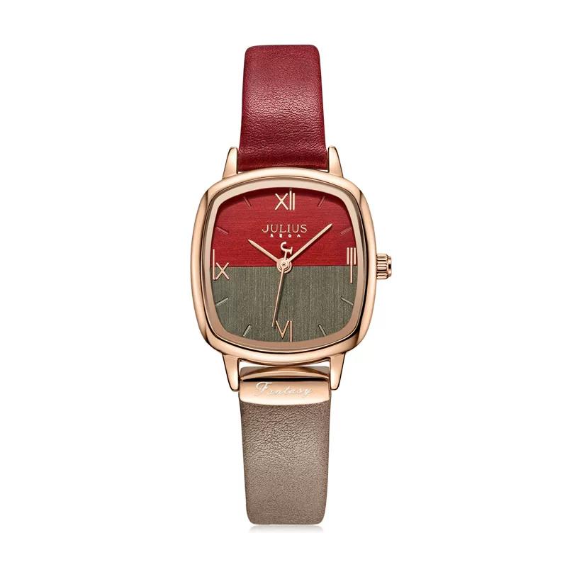 Julius Watches New Arrival Listing Stylish Two-Color Patchwork Retro Wrist Watch Small Square Women's Watch Genuine Brand