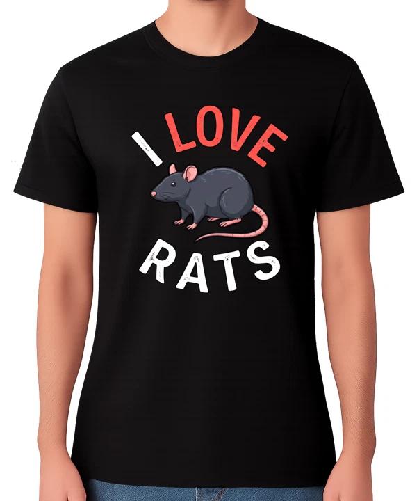 I Love Rats T-Shirt Unisex Funny Rat Lover Graphic Tee Pet Rodent Shirt Top XXXL