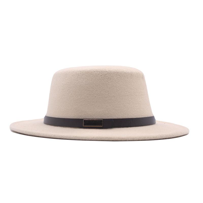 New spring and autumn top hat women's fashion British woolen hat flat top gentleman retro solid color hat