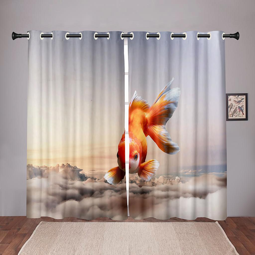 

Смешные креативные животные лошади птицы рыбы розовые жуткие оконные шторы для детей спальня гостиная зал украшения кухни драпировка W50 X H130(CM)X2&Grommet Top