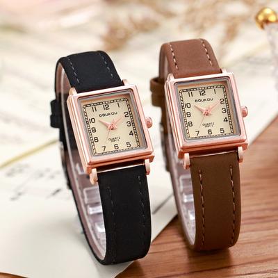 Square Dial Korean Style Watch for Women Frosted Strap Quartz Wristwatch