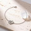 Women's Fashion 925 Sterling Silver Platinum Plated Chain & Link Couple Bracelet Sparkling Zircon Romantic Wedding Party Gift