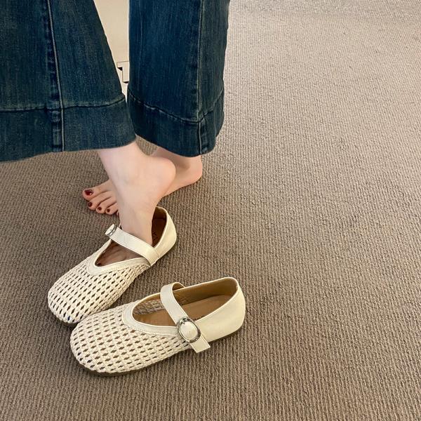 

Fashion Breathable Shoes 2025 Summer Shallow Mouth Mary Jane Female Sandal Soft Girls New Flat Fashion Scandals Janes Female Sandal Fash 35