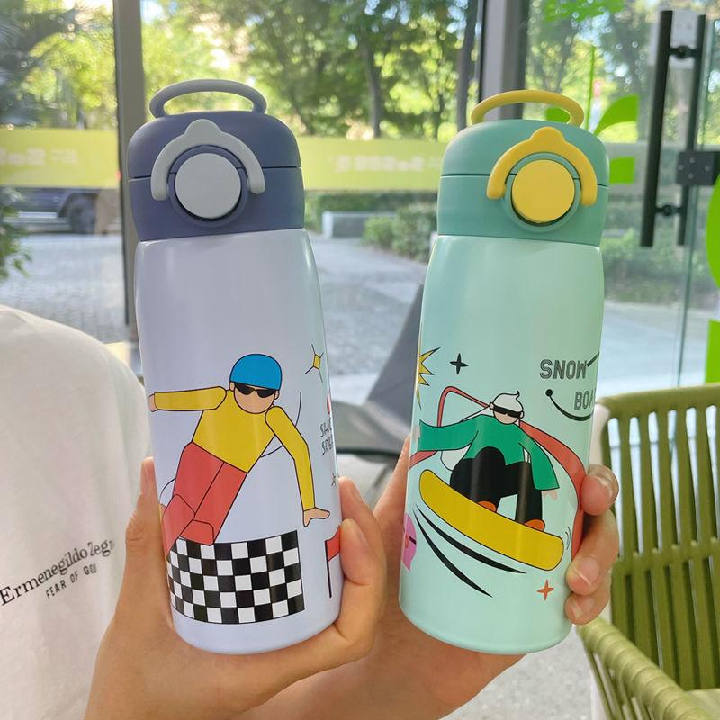 New Bounce Direct Drink Thermos Cup Cartoon Colorful Girl Good-looking Student Children Cute Portable Insulation Cup