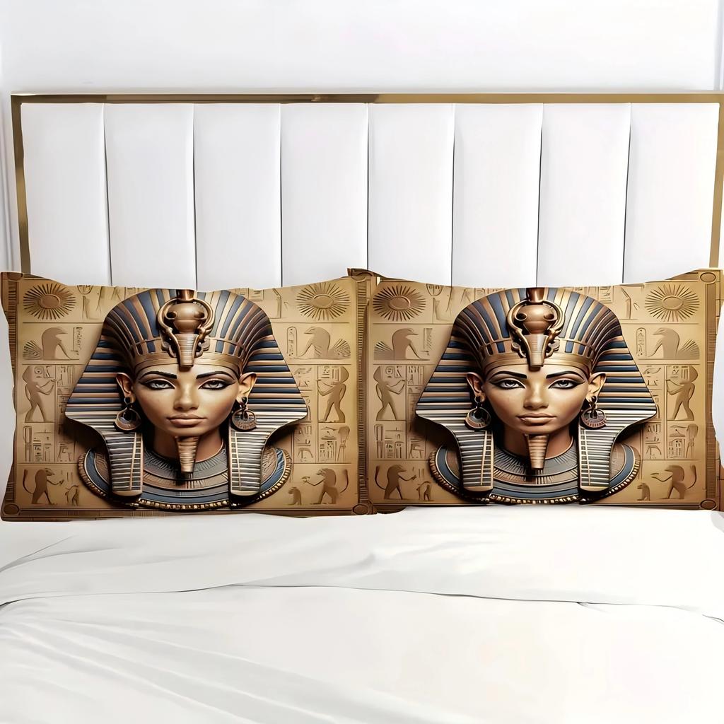Egyptisk Mytologi Farao Relief Totem 3D-print Sängkläder för Tonåringar Vuxna Stil Sängöverdrag Mjukt Hem Polyester Påslakan
