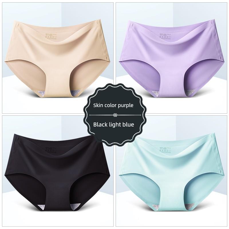 8er-Pack Nahtlose Damen Mid-Waist Einfarbige Dünne Sommer Eis Seide Slips Einteilige Sport-Slips